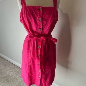 LOFT Fuchsia Button-Down Mini Dress